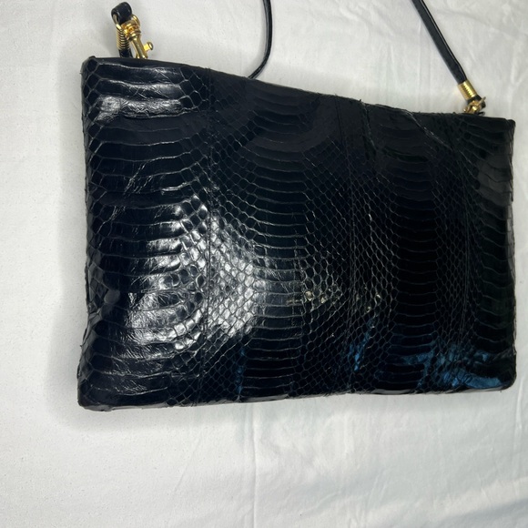 Vintage Black Snakeskin Clutch by Jasmin - Picture 8 of 8